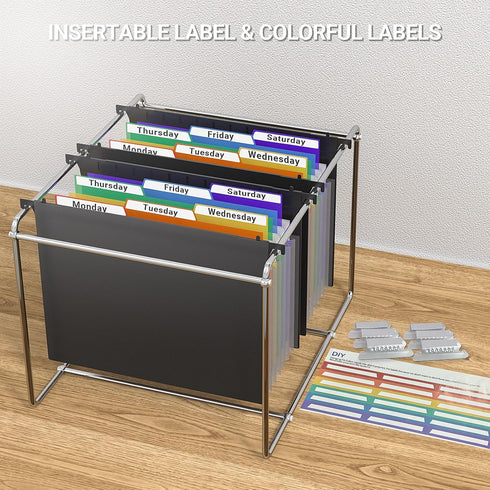 Plastic Expanding Hanging File Folders, 1/3-Cut Tab, 7 Pockets, Multi-Color Tabs, Large Capacity, Letter Size (6 PCS)