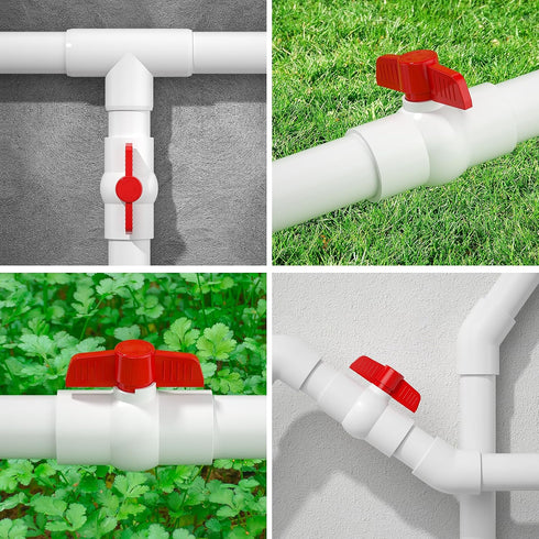 2PCS 2" PVC Ball Valve, SCH40 Slip PVC Water Pipe Valve with Easy Turn Red T-Handle for Swimming Pool & Irrigation