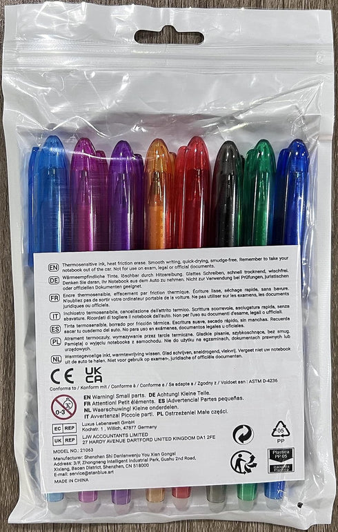 Erasable Pens, 0.5mm Erasable Gel Pens with Rubbers, Heat Friction Pens for Kids Adult School Office Supplies