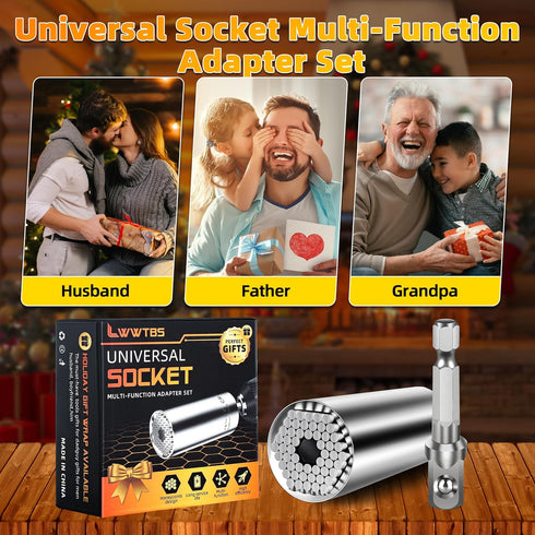 Super Universal Socket Tools for Men, Gifts for Fathers Day, Birthday Gifts for Women, Power Drill Adapter