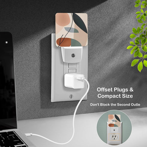 Jahiona White,0.5W LED Night Light Lamp with Smart Sensor Dusk to Dawn Sensor,Abstract Minimalism Art Night Light