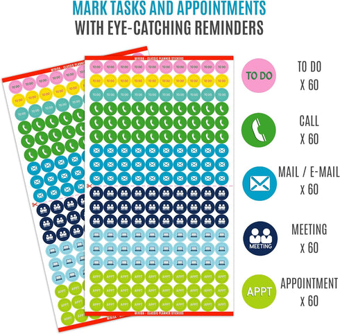 Mirida Planner Stickers – 1867 Daily Icons and Inspirational Stickers for Adults Calendar, Classic Pack for Budget,