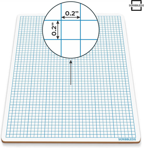 SCRIBBLEDO 9" x 12" Dry Erase Graph Whiteboard, Double Sided for Home, School, Classroom, Kids, Students