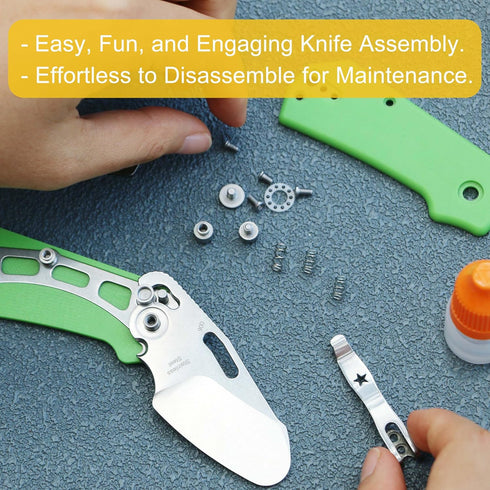 1.97 G10 JIN Rhino Jr. Kids Pocket Knife, Fidget Toy Knife, DIY Kit, Unsharpened Steel Blade, Safety Rounded Tip