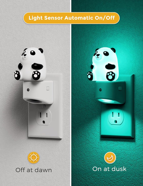 3D 3000K, 3 L LOHAS LED Night Light for Kids, Panda Night Light Plug in, Dusk to Dawn Nursery Night Lights, RGB+Soft
