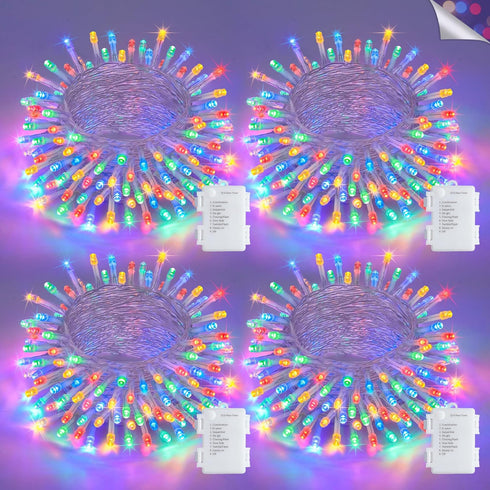 JMEXSUSS 4 Pack 50 LED Battery Operated String Lights Multicolor, Each 16.5ft