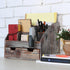 MyGift Desktop Organizer - Torched Wood with 6 Compartments and 2 Pullout Drawers for Office Supplies
