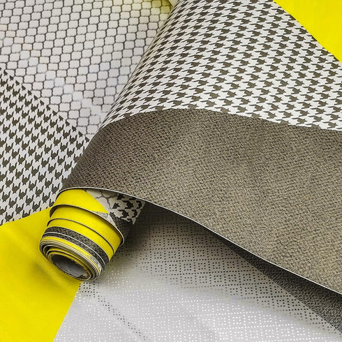 8630 Geometric Triangle Peel and Stick Wallpaper Yellow/Gray, Removable Self-Adhesive Contact Paper for Home Decor