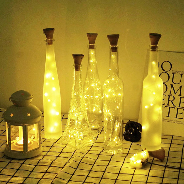 Decorman Upgraded 10 Pack Solar Wine Bottle Lights 20 LEDs Waterproof Silver