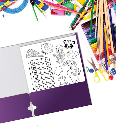 Better Office Products Two Pocket Portfolio Folders, 50-Pack, Purple, Letter Size Paper Folders