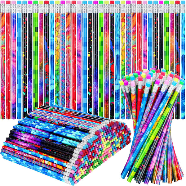 Wooden Pencil Assortment with Eraser, Colorful Pencils for Kids, 300 Pieces for Writing and Fun