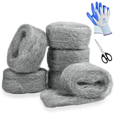 78 Feet Steel Wool Fill Fabric Kit, Coarse Steel Wire Wool for DIY Gap Fill, Mice Holes, Wall Cracks