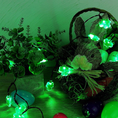 WATERGLIDE St. Patricks Day Shamrocks Lights, 50 LED Outdoor Decorative String Lights, Battery Operated