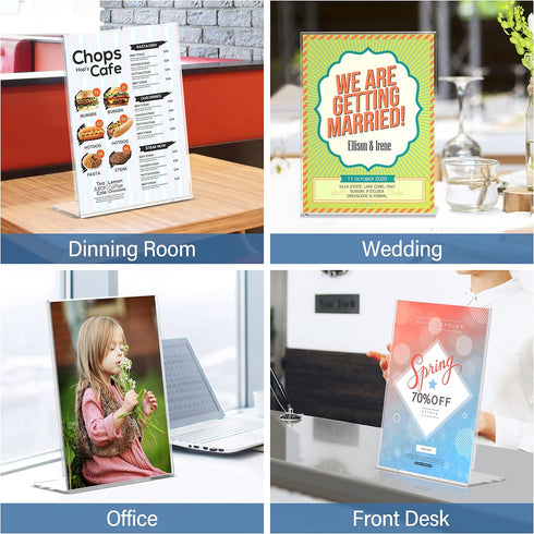 8.5 11, (6 Pack) Relx Acrylic Sign Holder x Acrylic Display Stand for Display, Slant Back Clear Frames Plastic Sign