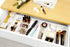 CAXXA 3 Slot Drawer Organizer, White - 4 Adjustable Dividers for Junk Drawer Storage, Office Desk Supplies