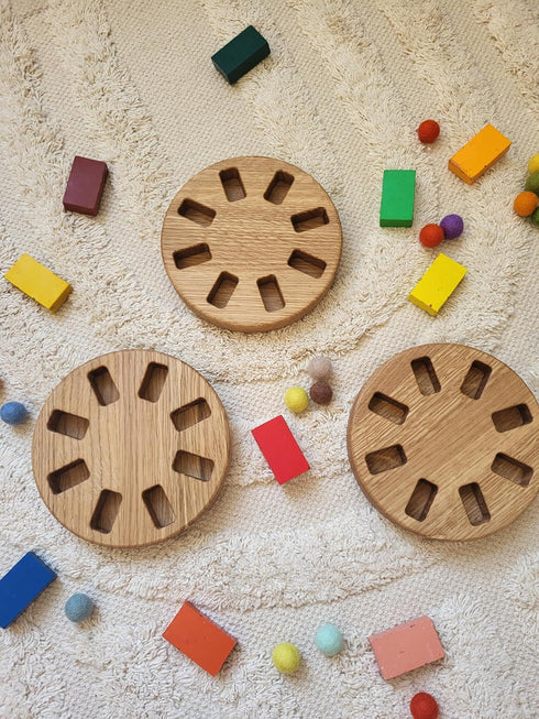 8 Waldorf crayon holder for Stockmar blocks round shape gift for kids desk organization gift for teacher art supplies