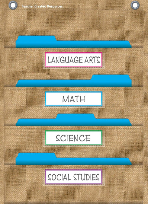 Teacher Created Resources Burlap 10 Pocket File Storage Pocket Chart, 14" x 58"