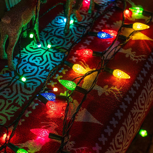 C6 200 66 8 Dazzle Bright Christmas String Lights, LED FT Waterproof Connectable String Lights with Timer, Modes