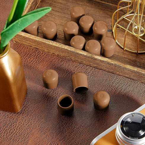 7/8 Inch Protectors(12 Pcs,Brown,7/8 Jetec Folding Chair Leg Caps Heavy-Duty Plastic Chair End Caps Non-marring