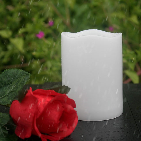 Waterproof Battery Operated LED Pillar Candle, Flameless Flickering Electric Light with Timer for Outdoor Decoration