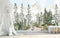 Innovative Stencils Watercolor Pine Tree Forest Mountains Peel and Stick Wallpaper Self Adhesive Nursery