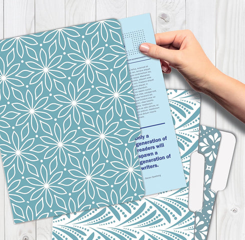 Better Office Products Decorative File Folders, 12 Pack with 6 Unique Designs, Heavyweight Letter Size