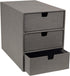 Bigso Box of Sweden Ingrid 3-Drawer Desk Organizer, Durable Stackable Fiberboard Drawers for Office Supplies, 6.3" x