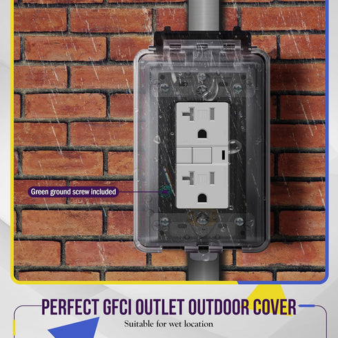 ENERLITES Weatherproof Outlet Box, Outdoor Electrical Box with Three 1/2-in Threaded Outlets, 1-Gang
