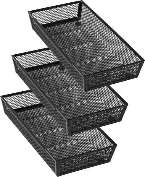 ihomecooker Mesh Tray Silverware Drawer Organizer - Utensil Cutlery Tray with Interlocking Arm Dividers for Home and