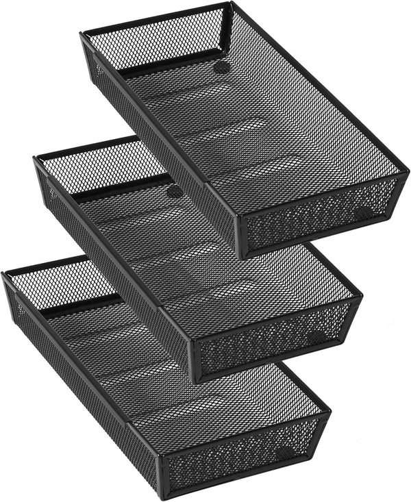 ihomecooker Mesh Tray Silverware Drawer Organizer - Utensil Cutlery Tray with Interlocking Arm Dividers for Home and