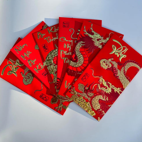 Generic 24 Pieces Vietnamese New Year Red Lucky Money Envelopes, Large Size 6.5"x3.5"
