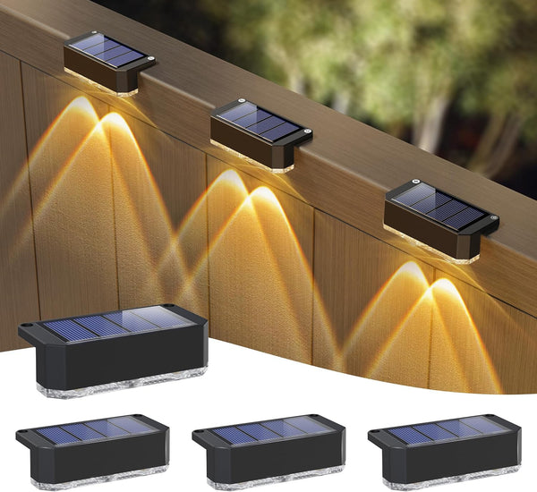 Peasur Solar Fence Lights Outdoor 4 Pack, Waterproof LED Steps Light Solar