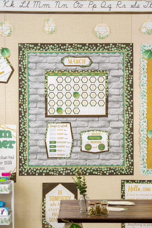 Teacher Created Resources Eucalyptus Straight Rolled Border Trim - 50ft for Bulletin Boards and Decor