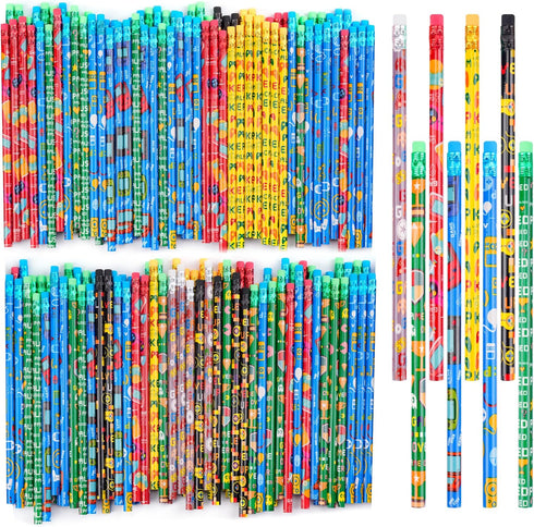 Kolewo4ever 200 Pieces Video Game Pencils Assortment, Cylinder Wood Pencils with Various Game Pattern Icons (200)