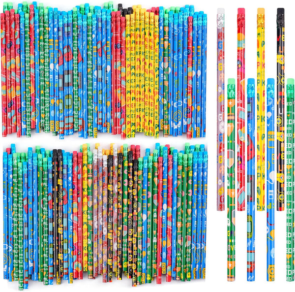 Kolewo4ever 200 Pieces Video Game Pencils Assortment, Cylinder Wood Pencils with Various Game Pattern Icons (200)