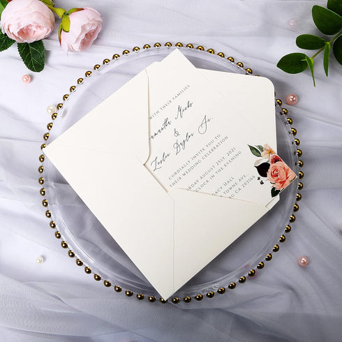 PONATIA 50PCS A7 Thick Shiny Ivory Envelopes, 5.25 x 7.5'' for Invitations, Perfect for 5x7'' Weddings, Christmas Gift