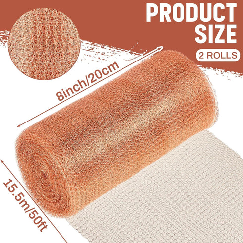 Gisafai Copper Mesh Rodent Control for Mice Rat, 8" x 100 ft Pure Copper Fill Fabric Hole Filler