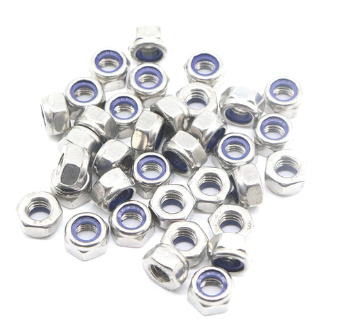 BinifiMux 40Pcs M4 x 0.7mm Stainless Steel Self-Lock Nylon Inserted Locking Nuts for 3D Printer & Furniture