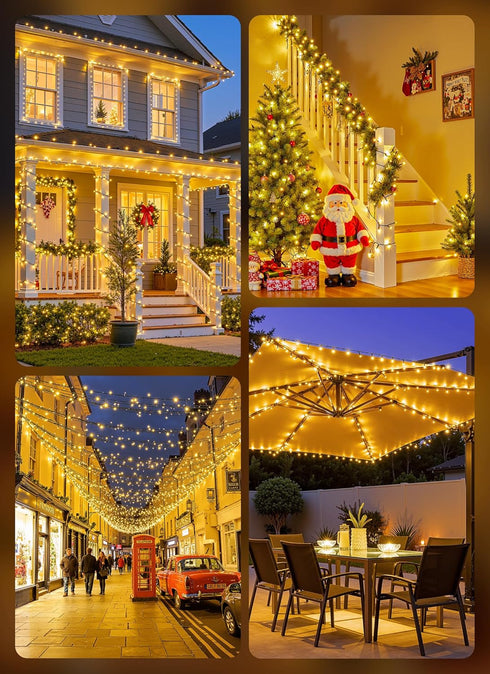 40FT 100 8 Brightown Solar String Lights Outdoor, LED Solar Powered String Lights Waterproof with Modes, Auto On/Off