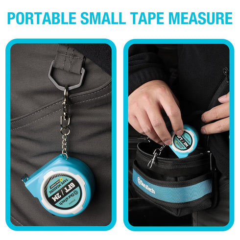 DURATECH Mini Tape Measure, 2 PCS 6FT Inch/Metric, Retractable Keychain Measurement Tape, Portable