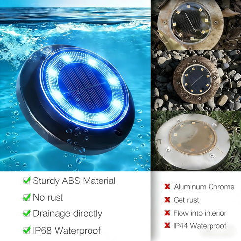 2-in-1 2 Pack) Flacchi Solar Lights Outdoor Waterproof - Solar Powered Ground Lights Outdoor Solar Disk Light Landscape