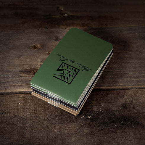 Rite in the Rain Weatherproof On The Go Wallet Notebook, 2" x 3.375", 6 Pack, Tan, Green, Black Cover, Blank Pages