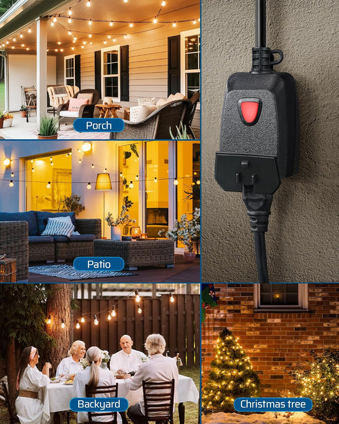 Dimmer Dimmable 100FT Dimmer Dimmable Bulbs DEWENWILS Outdoor for String Lights, Two-Remote Control Plug, Range