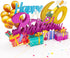 Liif Happy 60th Birthday 3D Greeting Pop Up Card, Funny Birthday Card for Women, Men, Celebration with Gold Glitter