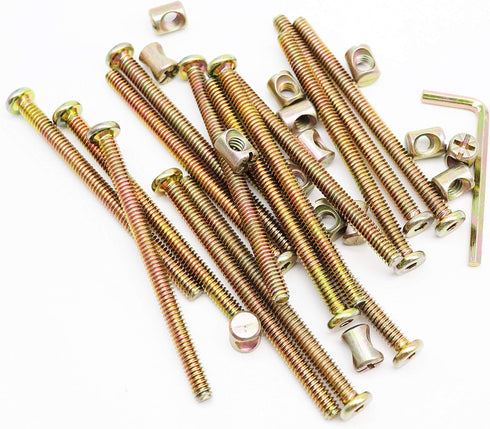 binifiMux 10-Pack 1/4-20 3-1/2" x Crib Screws, Zinc Plated Hex Socket Cap Bolts Barrel Nuts for Bunk Bed Cots Chiars