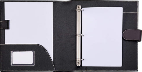 It's Academic Mini Executive Leather Portfolio Folder, 1" Ring Binder, 250-Sheet Capacity, Dark Brown