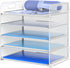 Letter Tray Paper Organizer, 5-Tier White Desk Organizer with Handle for Metal Desktop Document Shelf & Classroom