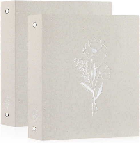 Lanpn Aesthetic Letter Size A4 3 Ring Binder, 2 Packs Linen Hardcover 1 inch Round Rings for Office School (Beige)