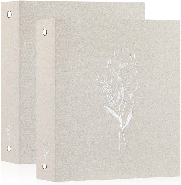 Lanpn Aesthetic Letter Size A4 3 Ring Binder, 2 Packs Linen Hardcover 1 inch Round Rings for Office School (Beige)