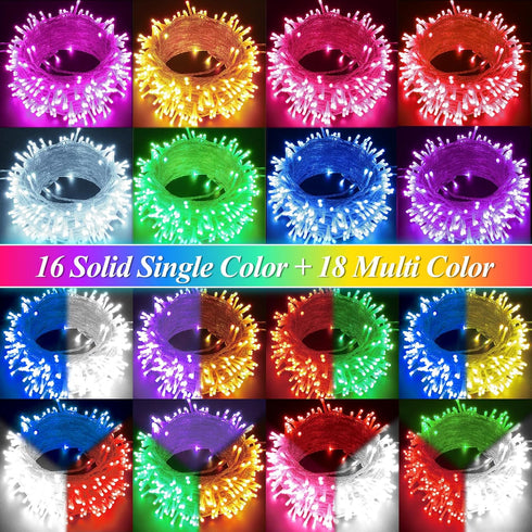 4-Pack 66.6ft 200 34-Color 4th Pooqla Color-Changing String Lights, LED with Remote, Twinkle Lighting for Indoor